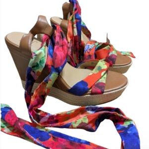INC Floral Ribbon Wrap Wedges